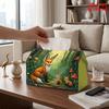 1pc Fox Family in the Forest Tissue Box Suitable for Kitchen, Living Room, Farmhouse Decor - Reusable Napkin Dispenser with Fox Pattern, Compact Table