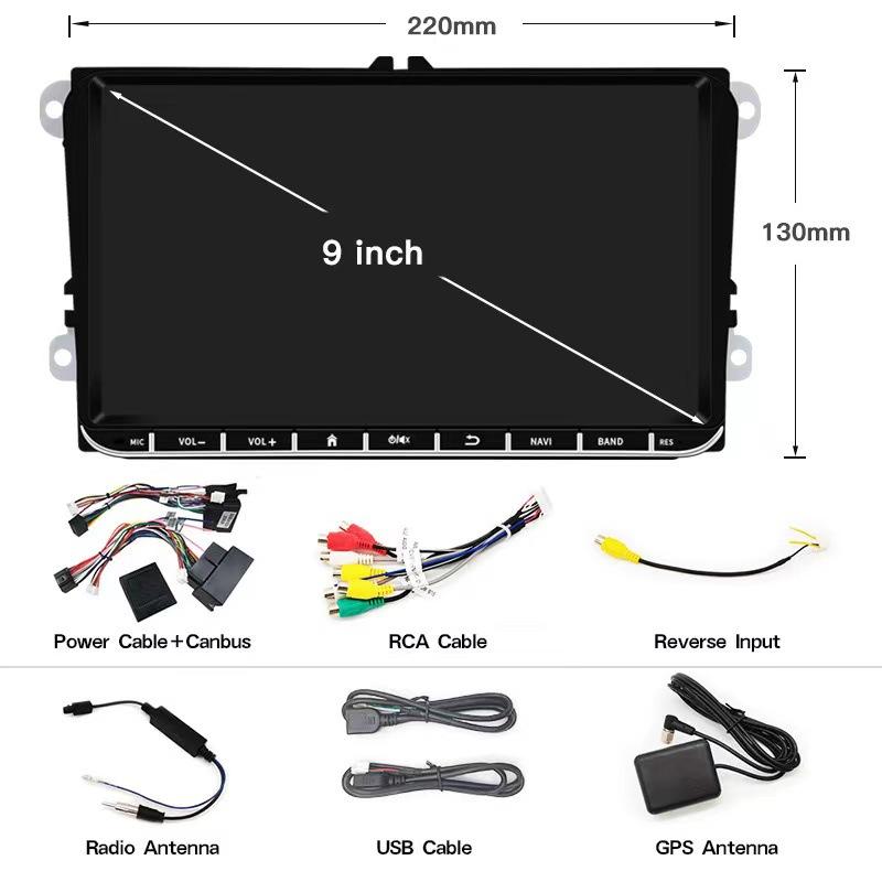 

2Din Автомагнітола Android для Volkswagen Golf 5 6 Polo Passat B6 B7 CC Skoda Jetta Універсальна Мультимедія Carplay Wifi GPS Навігація 9 inches чорний
