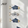 Ocean Inspired Home Accents 3Pcs/Set Wooden Fish Wall Decor, Nautical Knot Print Decorations, Coastal Beach House Ornaments Style Art for Bathroom