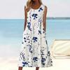 2026 New Women Floral Print Sleeveless Round Neck Midi Dress Casual Vacation A‑Line Dress For Europe & Middle East Market