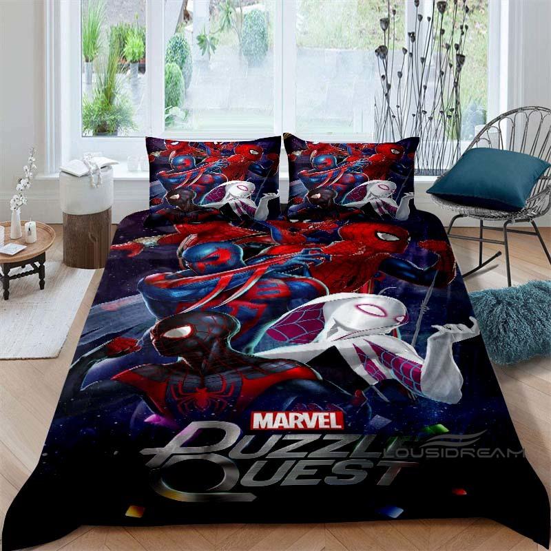 Spider-Man 3D printed duvet cover and pillowcase bedding set, available for single, double, king, and queen beds, suitable for