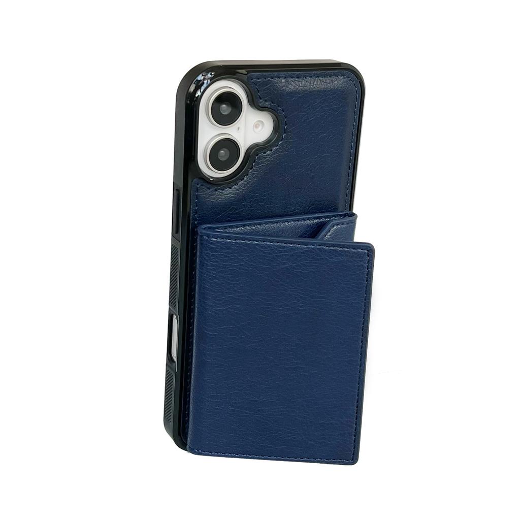 For iPhone 17 Case Card Bag Kickstand TPU+PU Phone Cover
