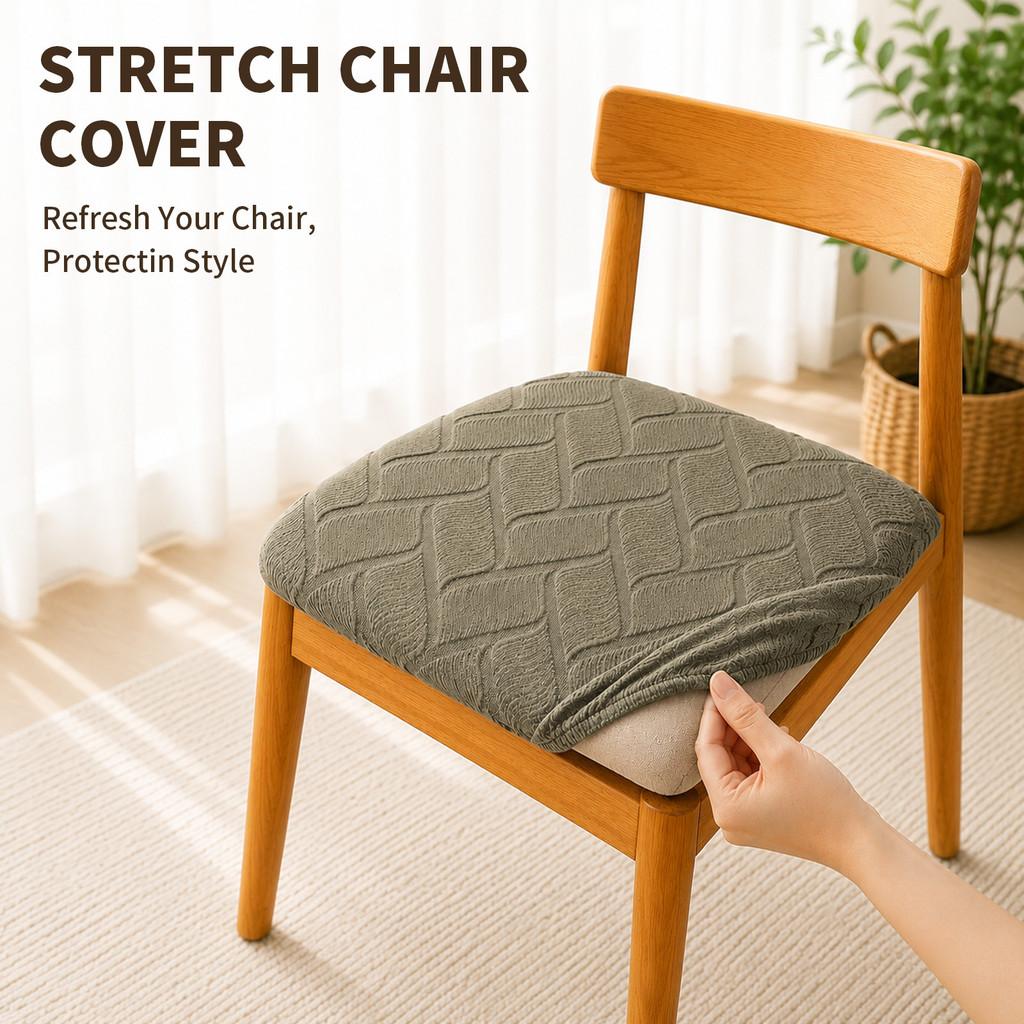 Modern Geometric Polyester Chair Cover With Anti Slip Dustproof For Home Dining Room Decor