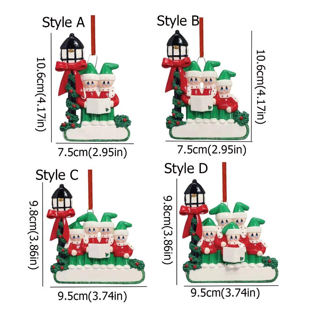 Street Lamp Christmas Family Ornaments Snowman Color Painting Family Blessings Pendant Decorative Resin Christmas Tree Ornaments