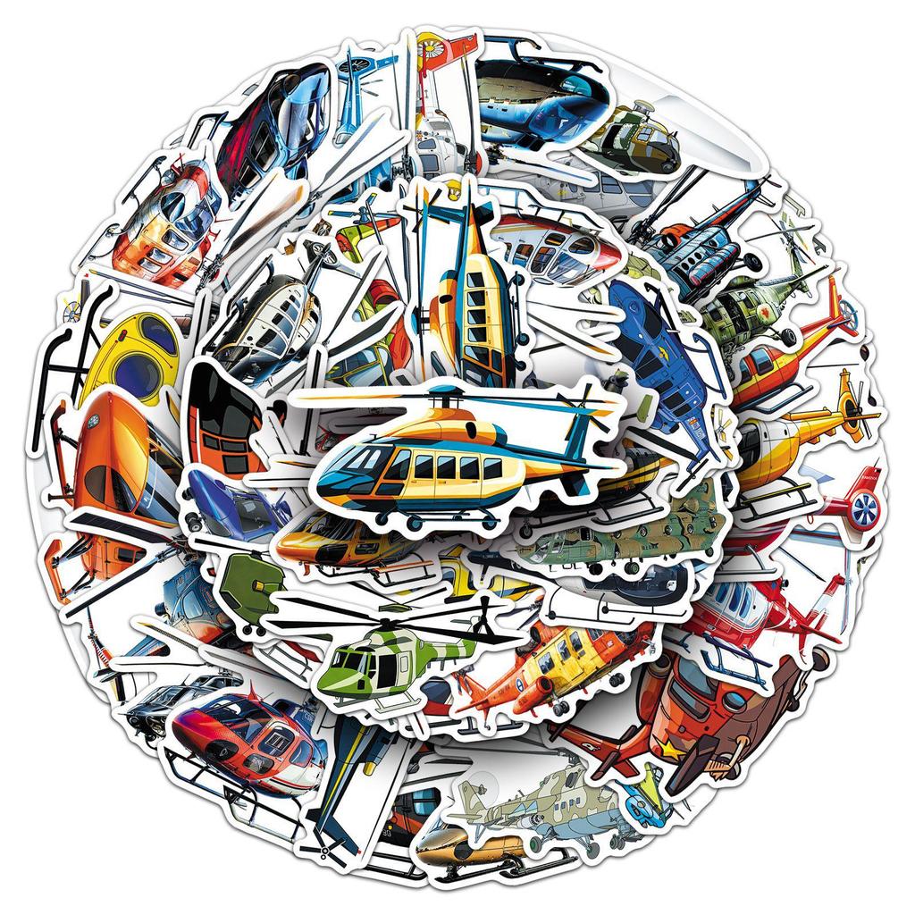 50 Trendy Helicopter Stickers for Car, Stationery, Water Bottle, and Suitcase Decoration