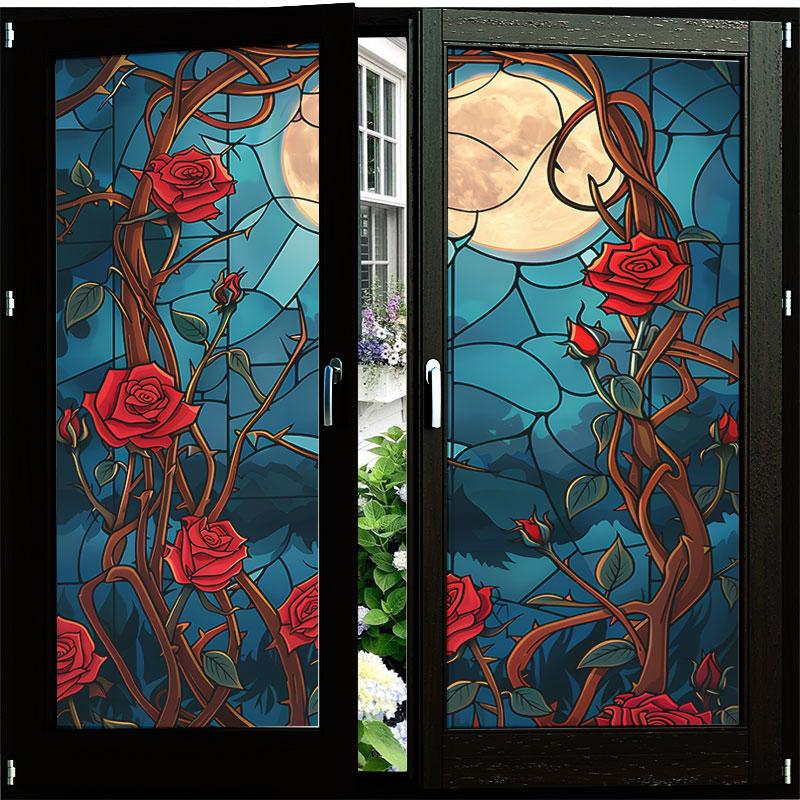 Bunte europäische Vintage Buntglas Kirchenfolie Heim- und Bürofenster Sichtschutzfolie PVC Selbstklebende Aufkleber