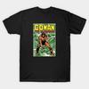 Heren T-shirt met zwarte print van Conan de Barbier, gemaakt van katoenen transferpapier (zonder knippen).