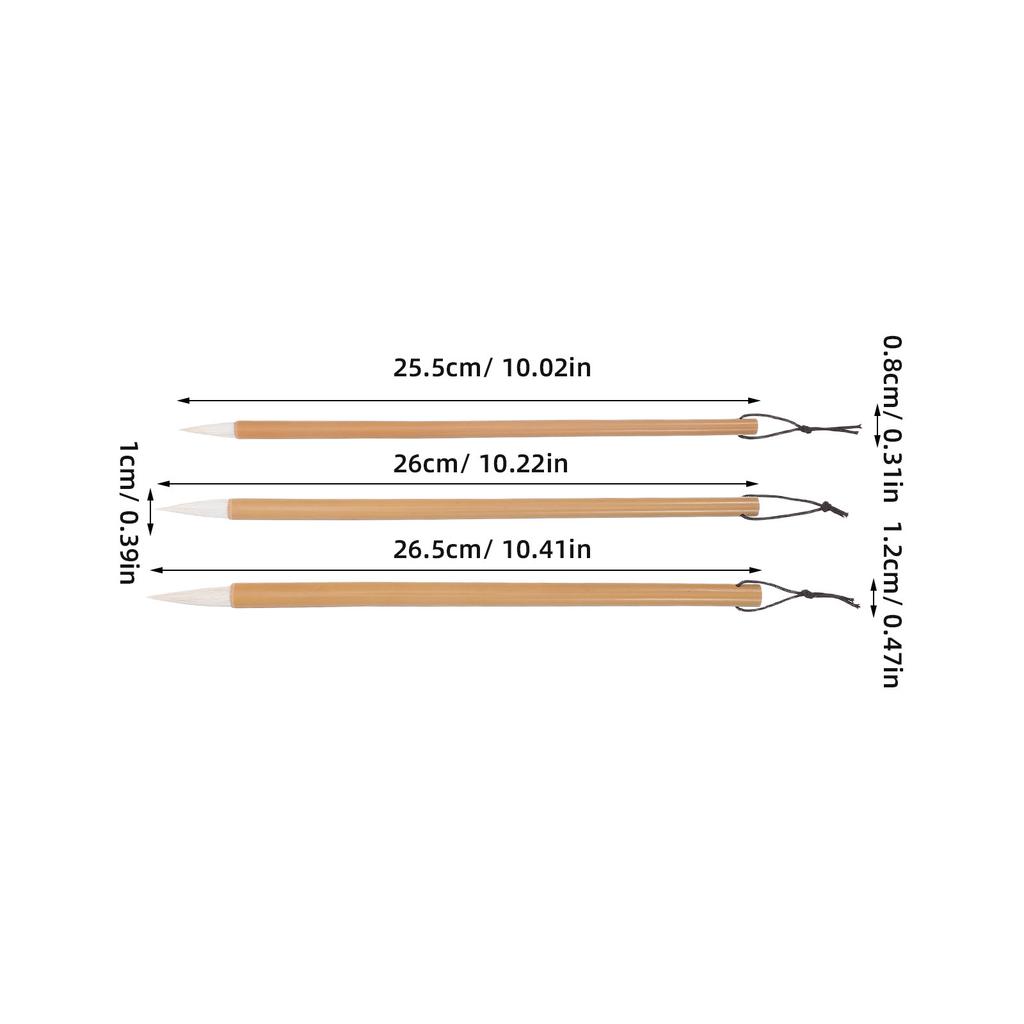 3Pcs Chinese Calligraphy Brush Set Bamboo Handle Wolf Hair Ink Painting Brushes for Calligraphy Drawing Japanese Watercolor Art