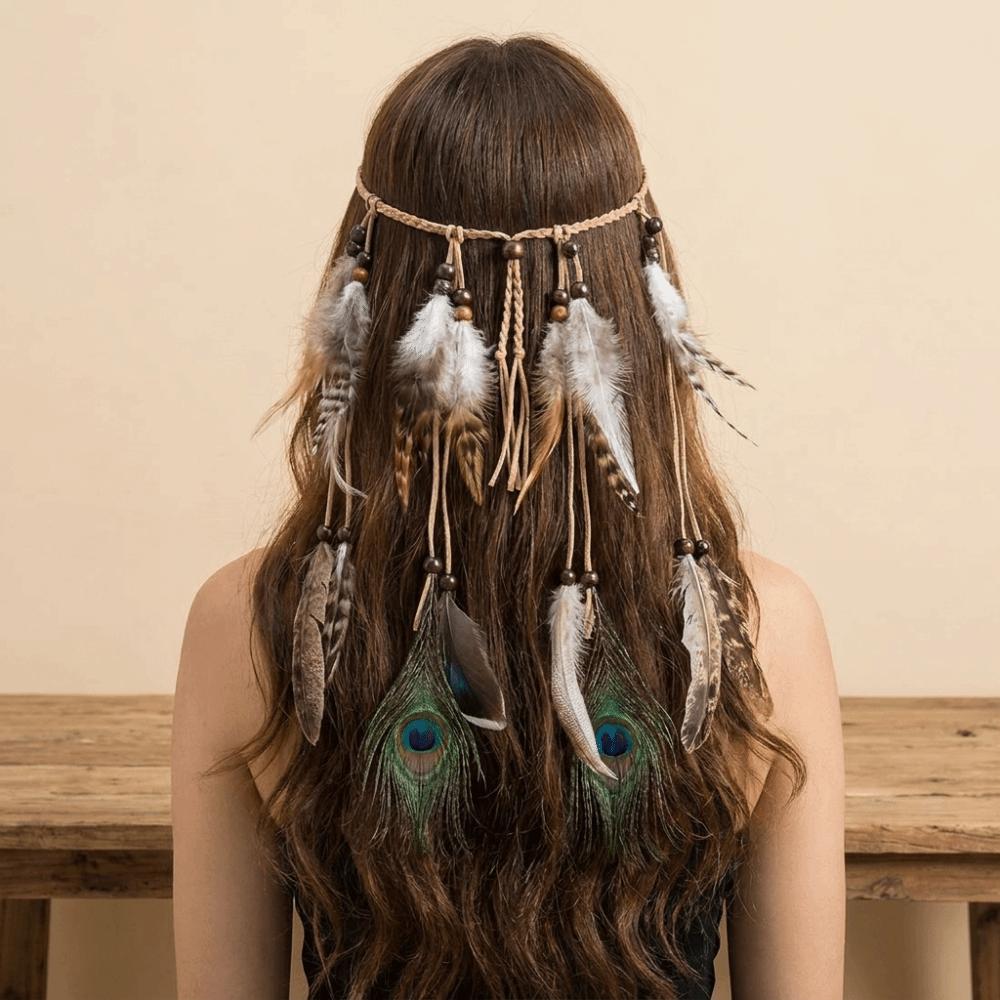 Cascading Tassels Bohemian Tassel Headband Tribal Feather Hair Extensions Spiritual Retreat Wear