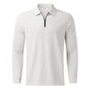 New Men's Collared Fashion Solid-Colour Waffle-Weave Long-Sleeved T-Shirt Polo Top