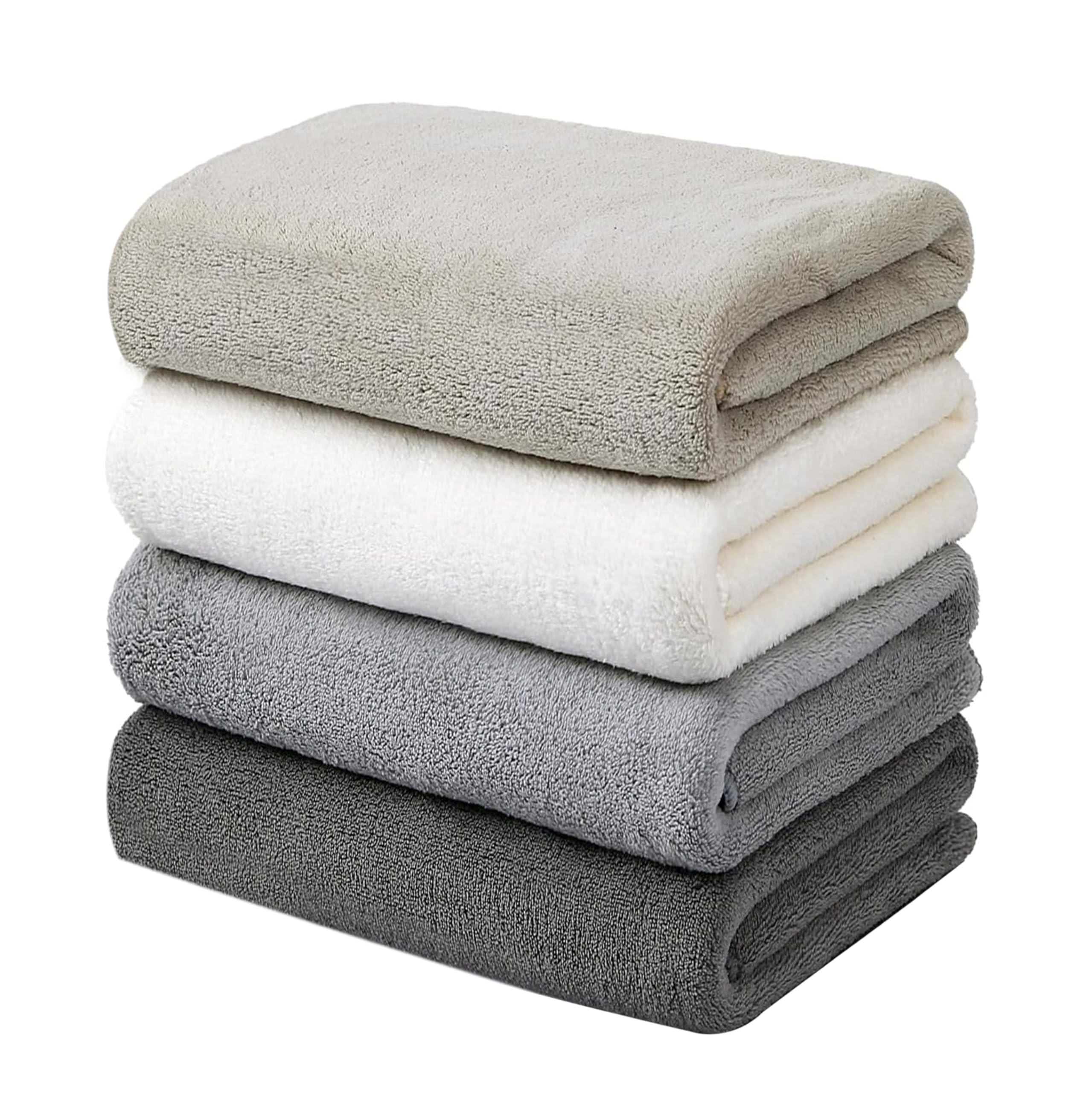 Oseamaid Silver Ion Antibacterial Bath and Ideal for Home and Commercial Perfect for and Mini Bath Towels Light Medium Dark Towels, 4-Piece Set.