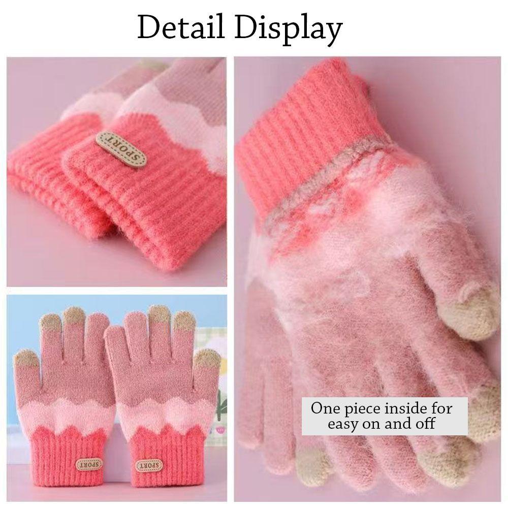 Fashion Kids Winter Gloves Candy Color Full Finger Children Mittens Soft Elastic Knitted Gloves Windproof Coldproof Baby Gloves