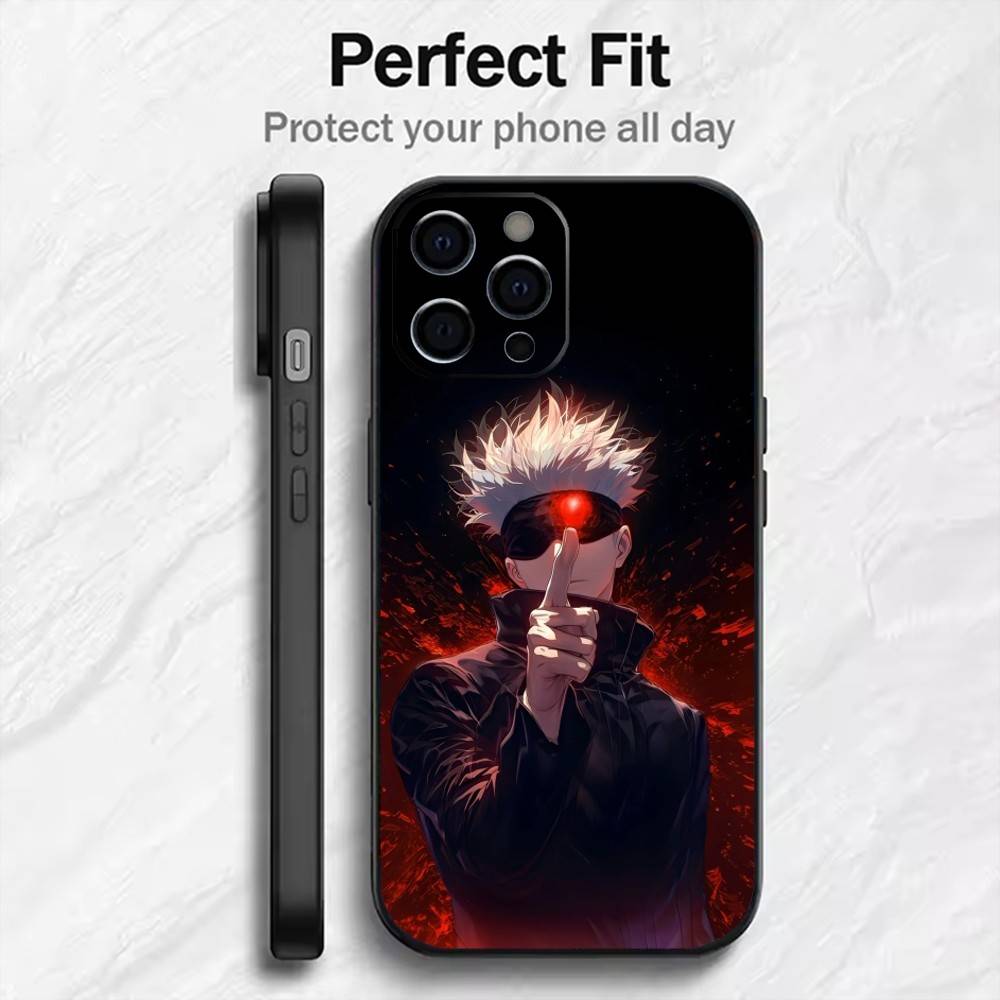 Hot-Blood Gojo Satoru J-Jujutsu Kaisen Phone Case For iPhone17,16,15,14,13,12 Plus,Max Soft Silicone Black Cover