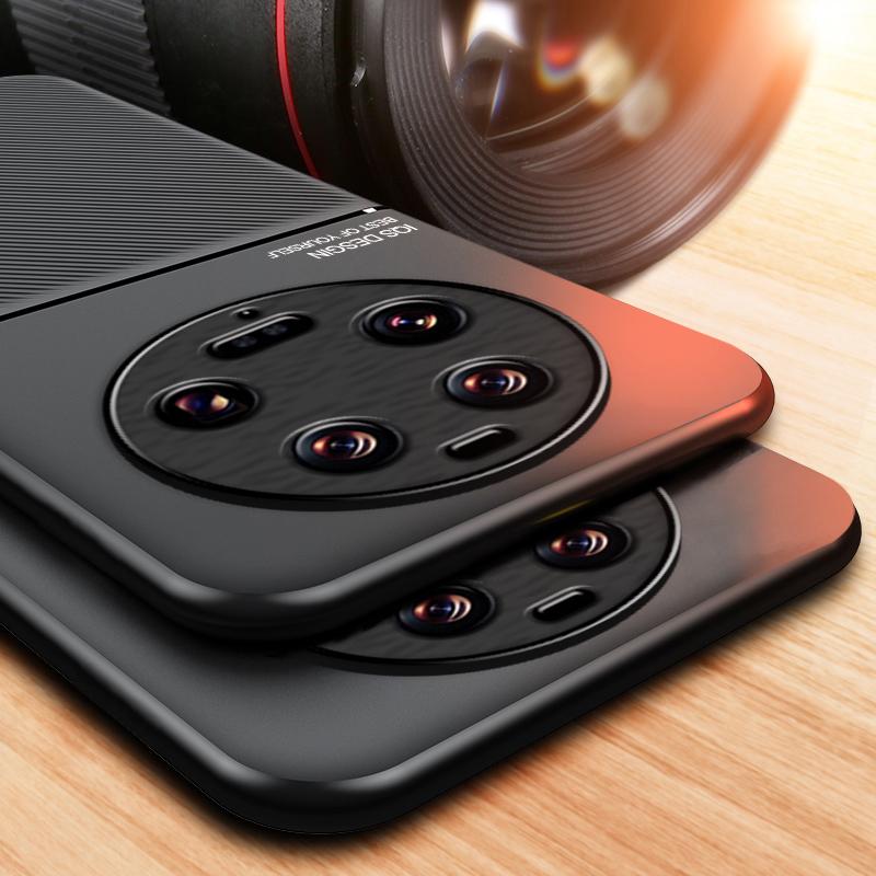For Xiaomi 13 Ultra Lines Imprinted PU Leather+TPU Case Magnetic Car Holder Phone Cover
