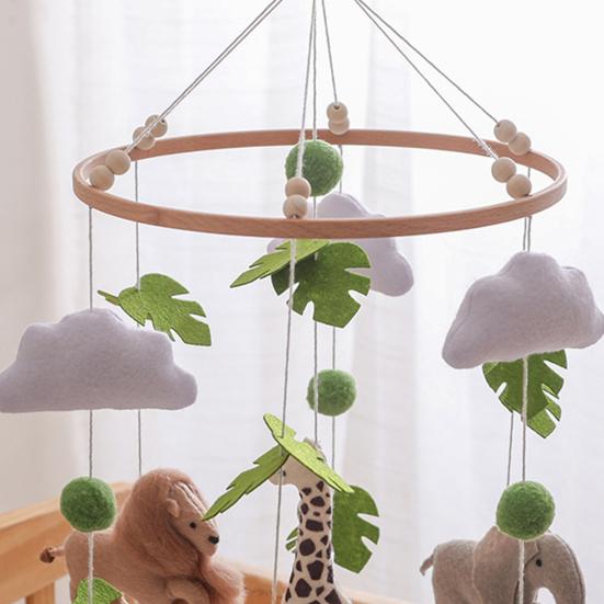Baby Crib Mobile Clouds Animals Leaf Plush Crib Mobile Handmade Felt Hanging Decor