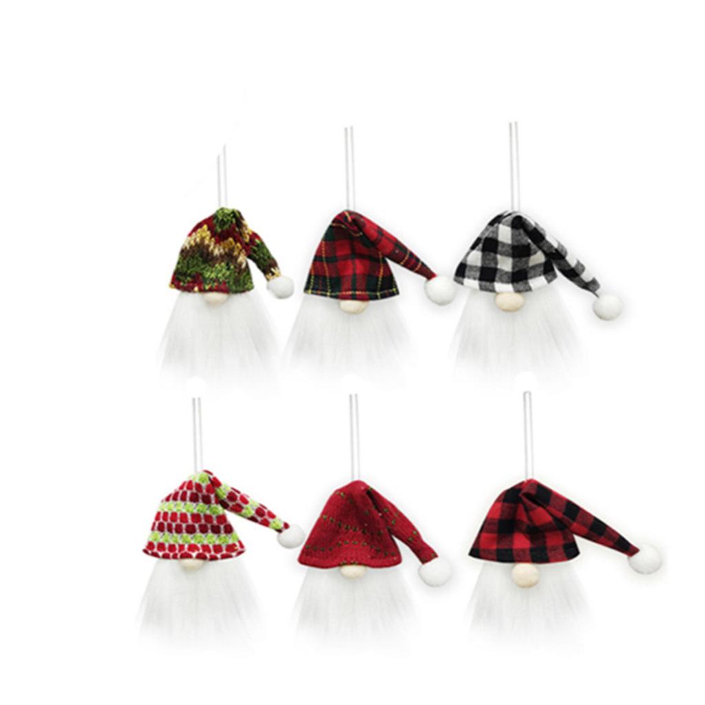 6PCS Christmas Faceless Gnome Doll Elf Pendant Xmas Tree Hanging Ornaments