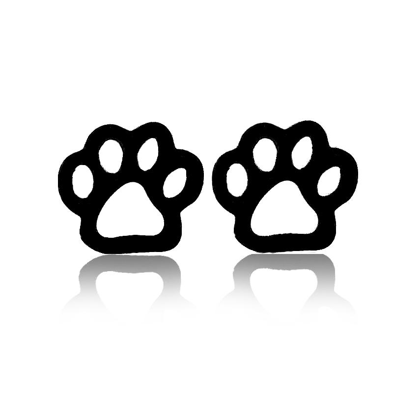 Cute Pet Dog Paw Print Stud Earrings Mini Golden Color Sweet Stainless Steel Ear Studs For Women Girls Fashion Zircon Gifts