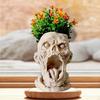 Gruseliger Totenkopf-Pflanztopf Harzstatue Blumentopf Tischmittelstück für Heim- und Bürodekoration