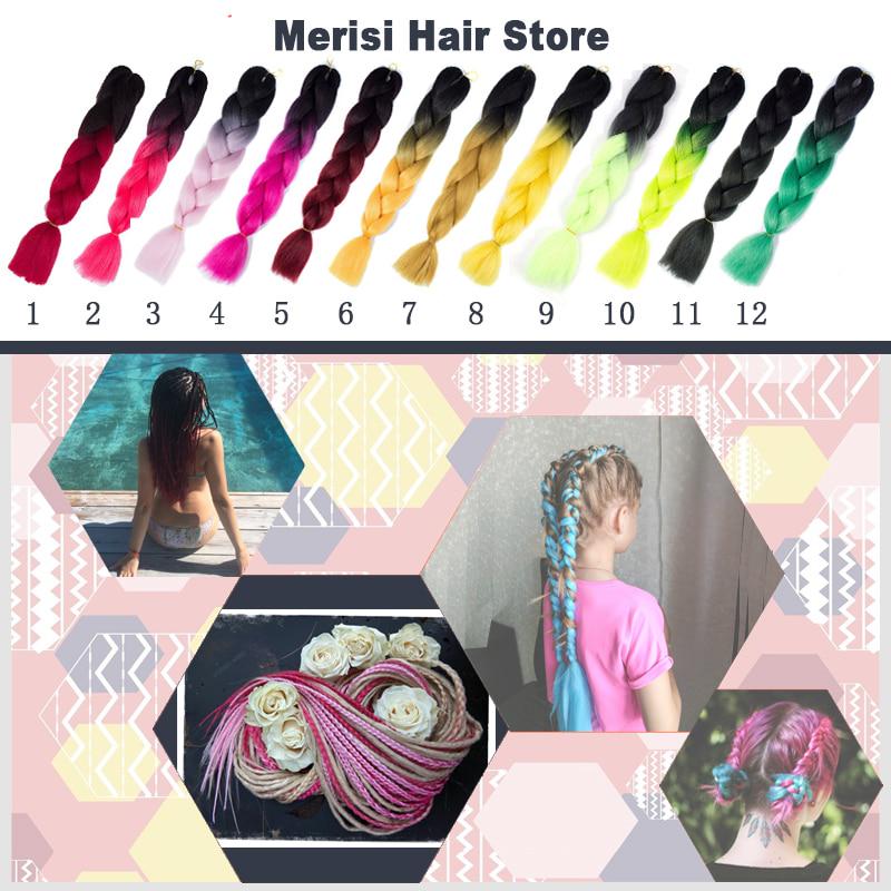 24inch Jumbo Braids Long Strands Ombre Crochet Braid Synthetic Braiding Hair Extensions for Woman