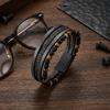 Beads Leather Bracelet Men Classic Tiger Eye Beaded Multi Layer Leather Bracelet For Men Jewelry Gift