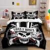 Skull With Guns And Roses Bedding Duvet Cover Set Duvet Cover Pillowcases  (1*Duvet Cover 2*Pillowcases, Without Duvet Insert)
