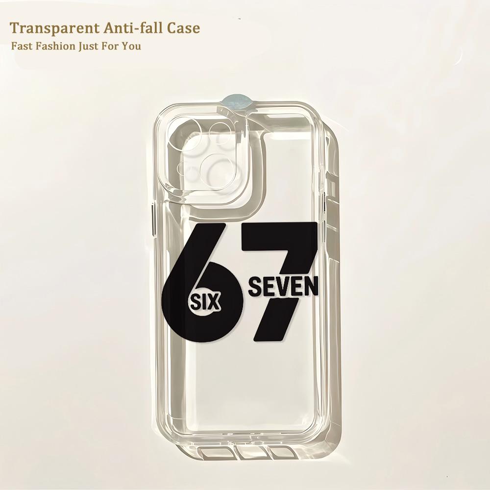 Phone Case For Bold Number 67 Graphic iPhone 17 16 16e 15 14 13 12 11 Mini Pro Max X XR XSMax 8 Air Plus Transparent Back Cover