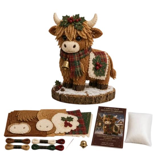 Layered Fabric Sewing Patterns Christmas Animals Patchwork Kit for Adults Beginners, DIY Holiday Textile Art Kits Craft Set Home Decoration, Handmade