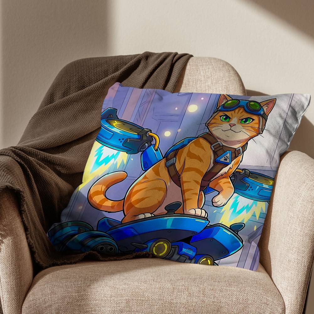 Game Jetpack Cat Overwatch Sierra Sombra Cushion Cover Suitable For Sofa Car Bedroom Office Cushions Decorative Pillow Case
