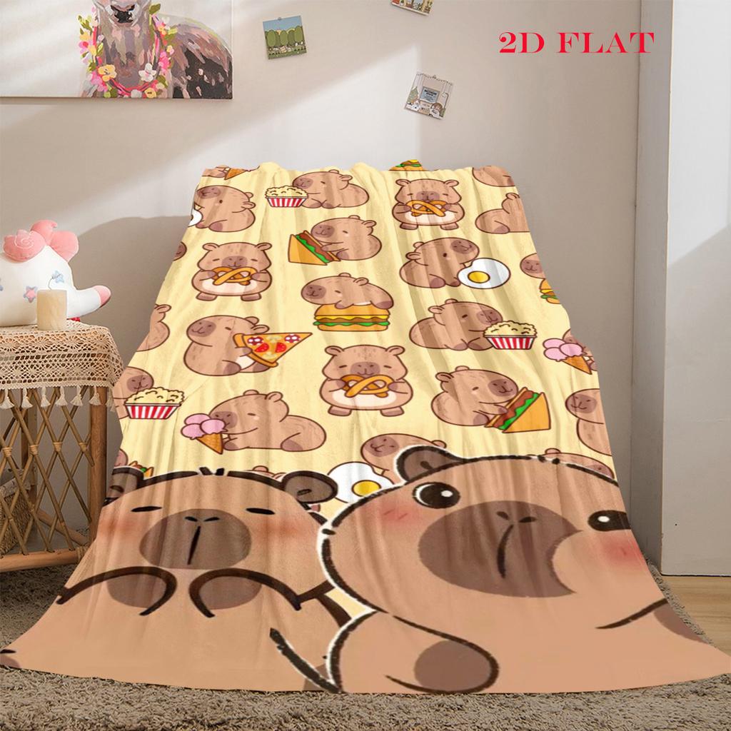 Adorable Capybara Moments Blanket Suitable for All Seasons Home Decor Christmas Gifts Digital Printing Office Rest Blanket