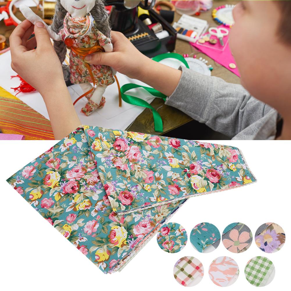 7Pcs Floral Cotton Cloth DIY Hand‑Made Craft Dressmaking Sewing Printing Rose Pattern 50x40cm