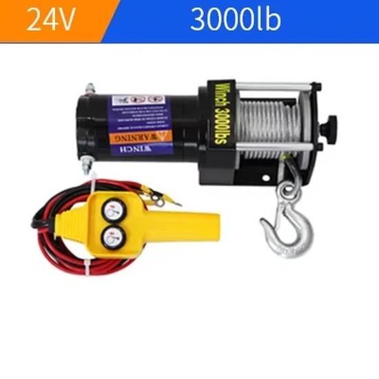 12V 24V Portable Electric Winch Steel Cable Winch 3000lb Power Winch ATV Trailer Winch for off-road Vehicle Recovery Boat
