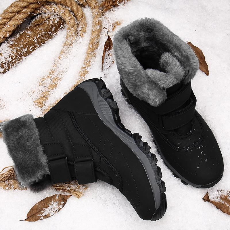 Scarpe da donna di grandi dimensioni Scarpe autunnali e invernali in cotone caldo Stivali da neve tinta unita Scarpe da madre