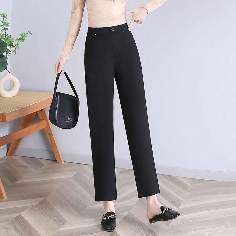 

Черные брюки свободного кроя, облегающие, прямые брюки, с высокой талией и драпировкой, повседневные брюки-дудочки, широкие брюки шириной девять дюймов L