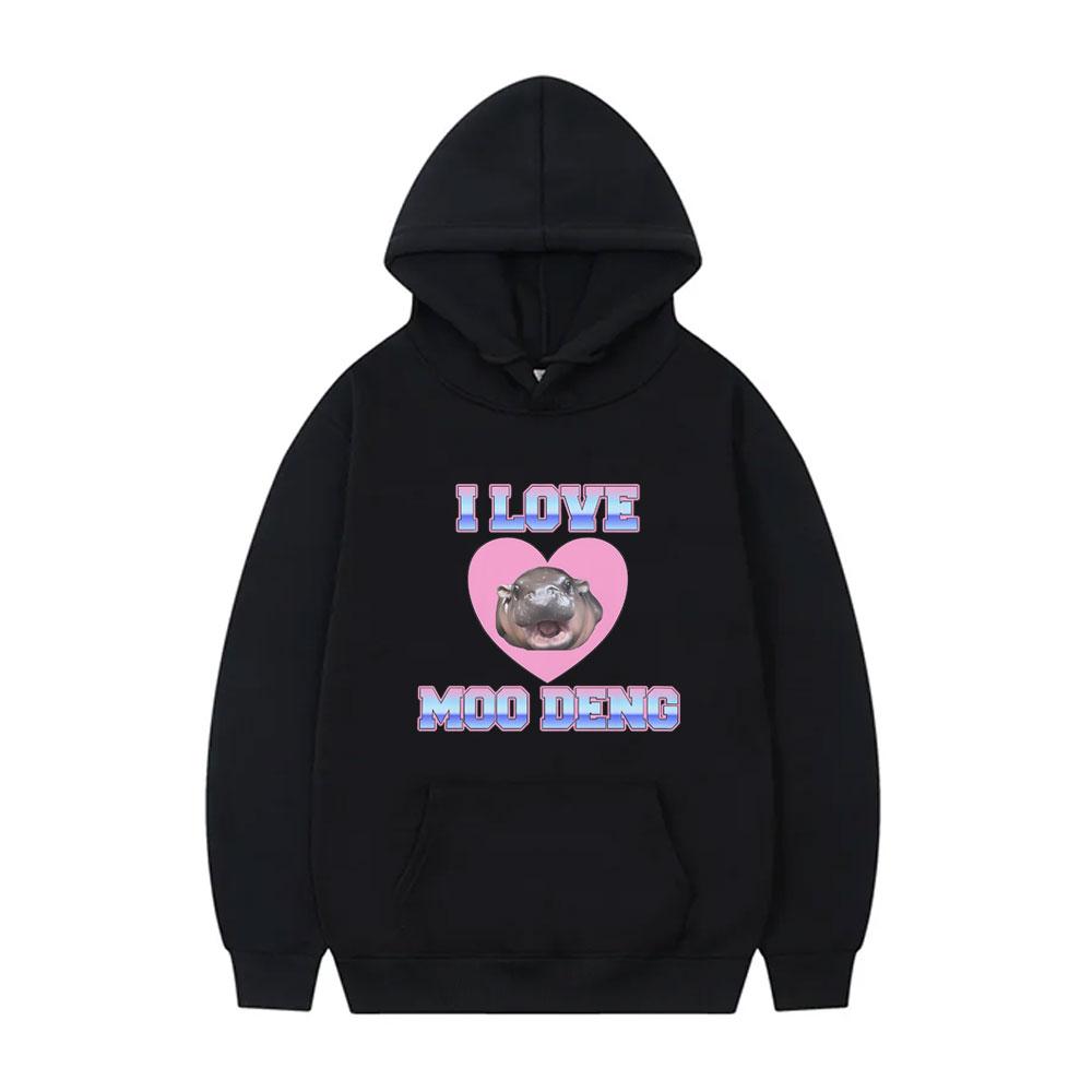 

I Love Moo Deng Hoodie Funny Baby Hippo Meme Sportswear Men Women s Casual Oversized Hoodies Unsiex Fashion Brand Streetwear 3XL