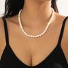 White 8 Pearl Necklace for Women Chic Clavicle Chain Elegant Sweater Jewelry