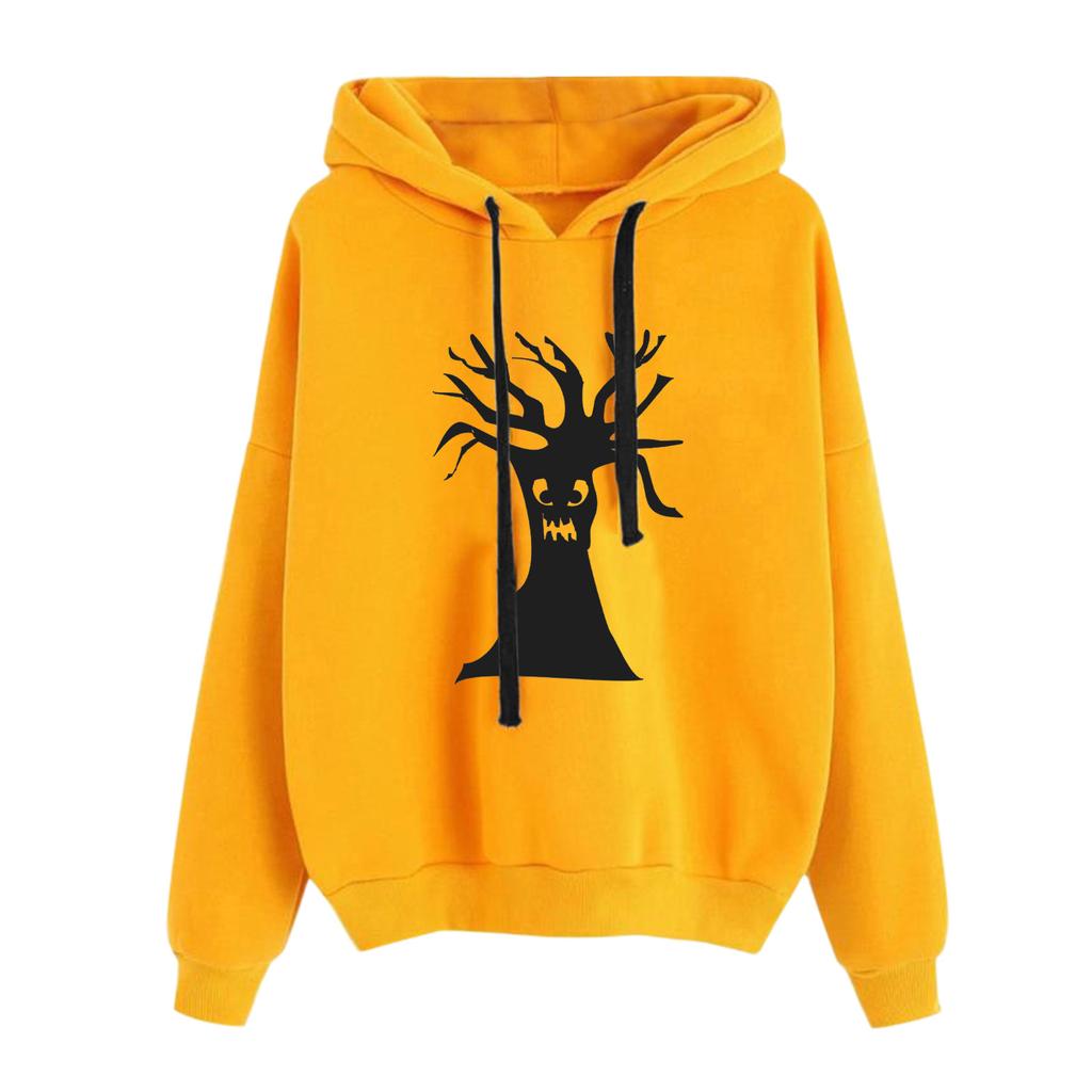 2025 spring and autumn new Halloween European and American pattern printing hooded long-sleeved street sweater woman