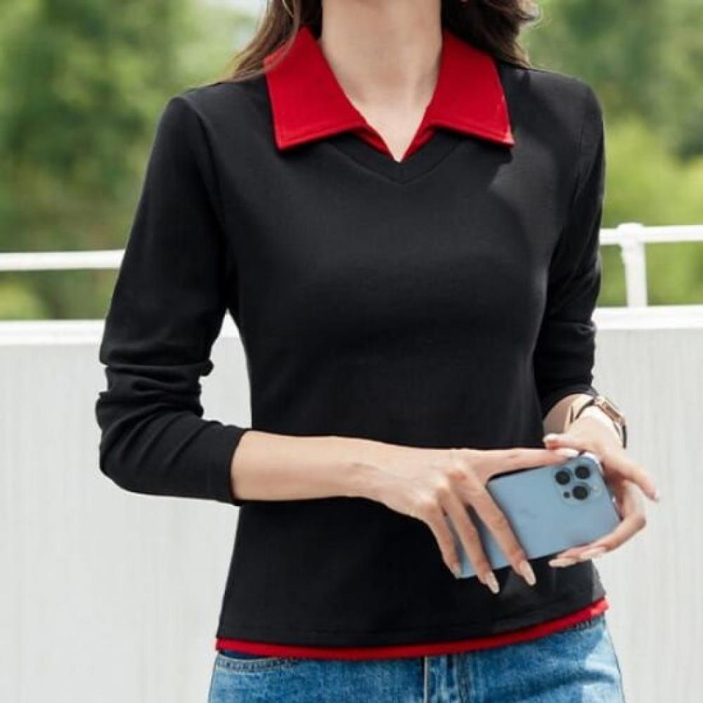 Navava Women Casual Collar Long Sleeve T shirT nT3006