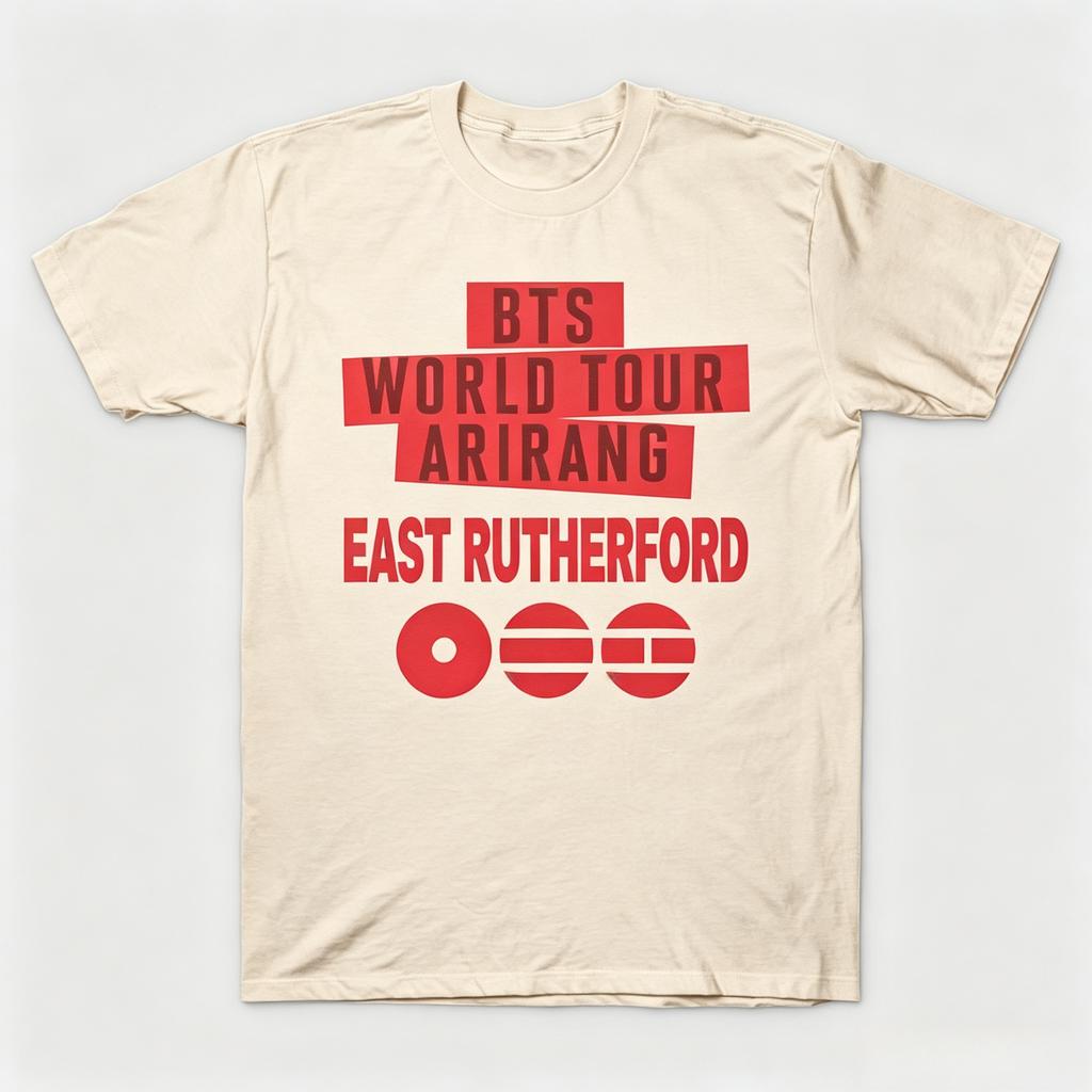 Bts East Rutherford Tour Graphics KWave Tshirt Kpop 2026 New Cotton Unisex Korean Style Tee Unisex Fashion Shirt Army Gifts