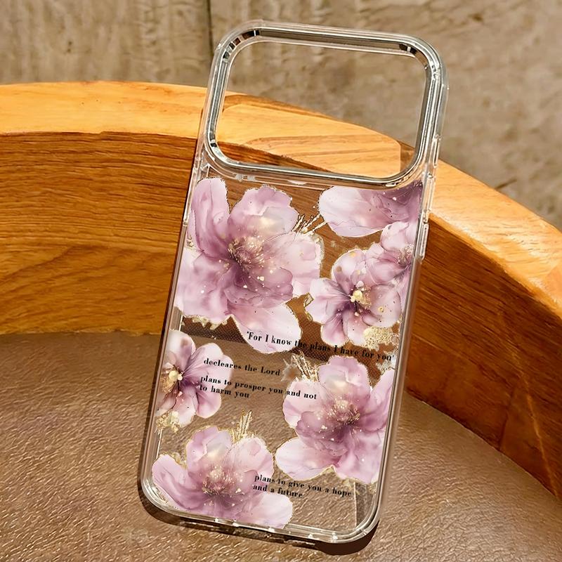 Little Floral Pattern Case For iPhone 17 Pro Max iPhone 16 15 14 13 Pro Max 11 17e 16e Plating Lens Frame Clear Soft Silicone Back Cover
