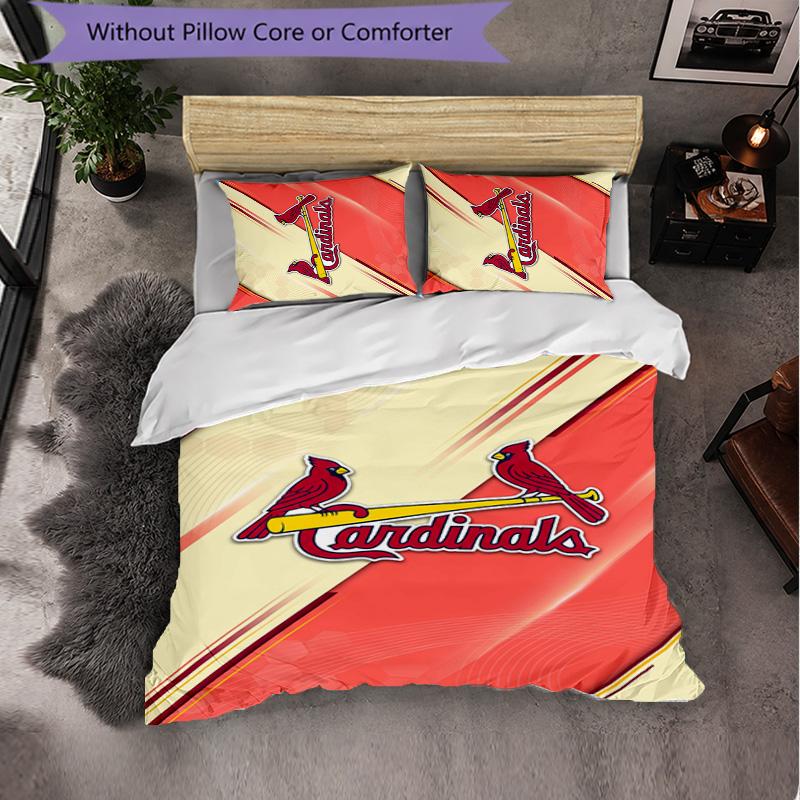 St. Louis Cardinals Pattern Microfiber 3Pcs Bedding Set Decor Duvet Cover Set For Bedroom Home Use