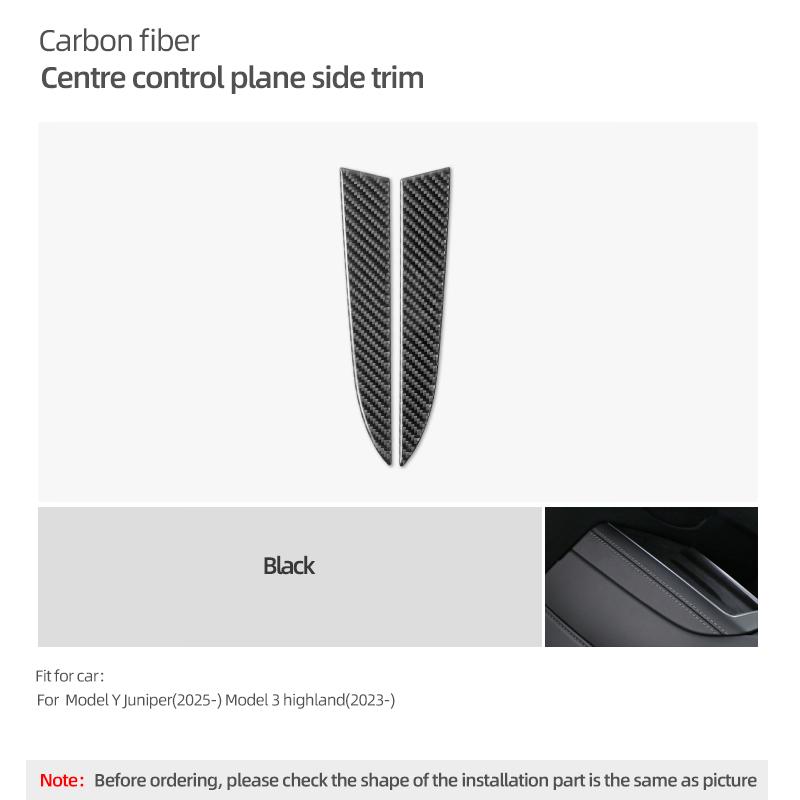 For Tesla Model Y Juniper 2026- Model 3 Highland 2026 Carbon Fiber Center Console Side Trim Stickers Car Interior Accessories