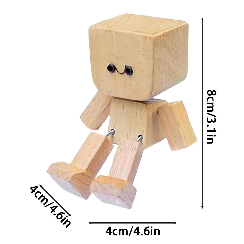 Jescion Dashboard Decoration, Swinging Wooden Doll Decoration, Movable Articulating Wooden Car Accessories with Cute