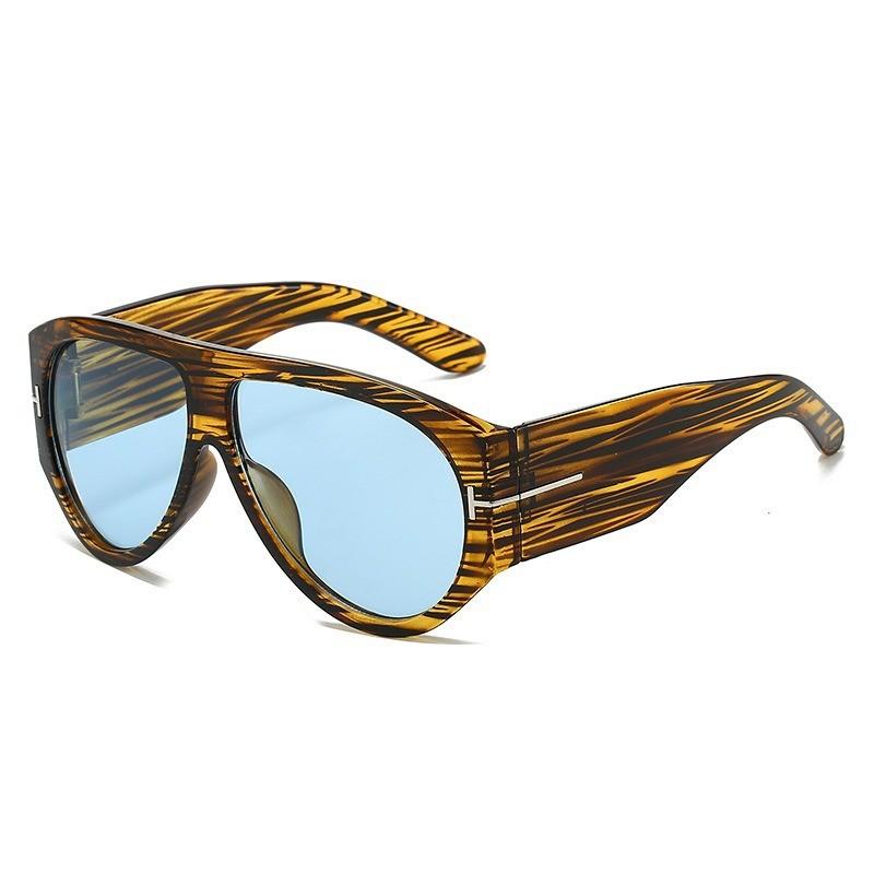 Butterfly Style Sunglasses With Uv400 Protection For Outdoor Sports Sun Protection Wood Grain Blue