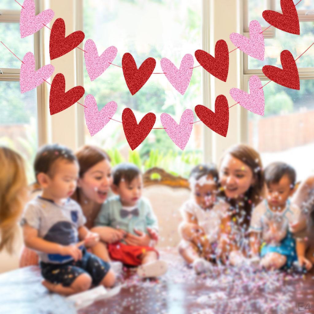 Glittery Heart Garland Banner for Valentines Day Decorations,Wedding Engagement Party home and