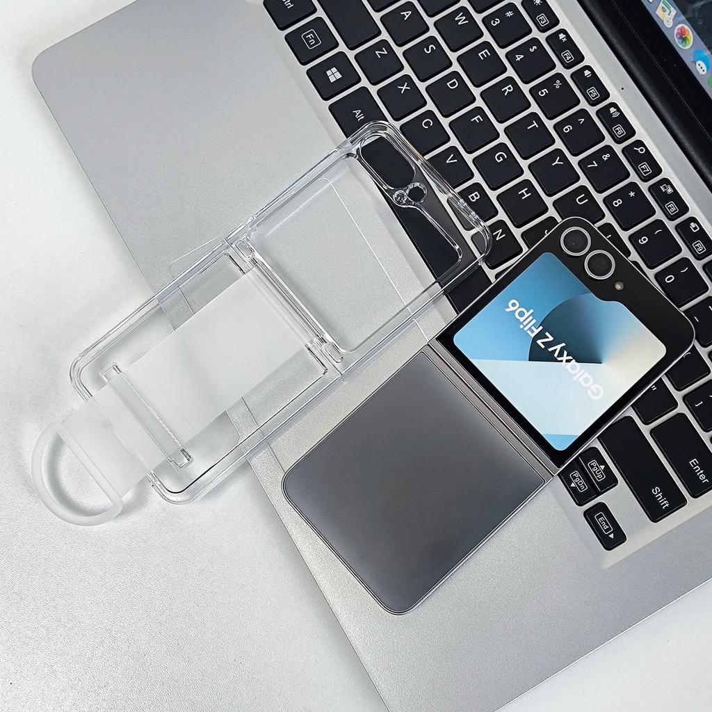 Suitable for Samsung Galaxy Z FLIP6 Mobile Phone Case Folding Card Bag Wristband Ring Transparent Dustproof Tup Jacket