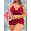 "Plus-Size Lace Lingerie Set: Sexy See-Through Temptation Body Shaper with Thong"