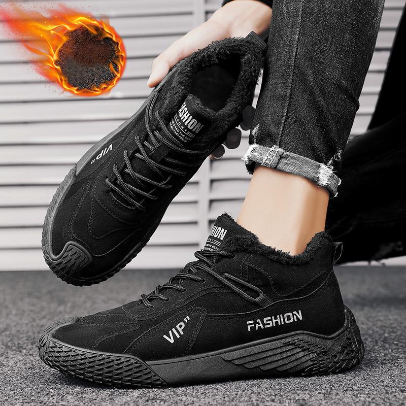 Мужские плюшевые теплые и модные высокие рабочие ботинки — фото 7