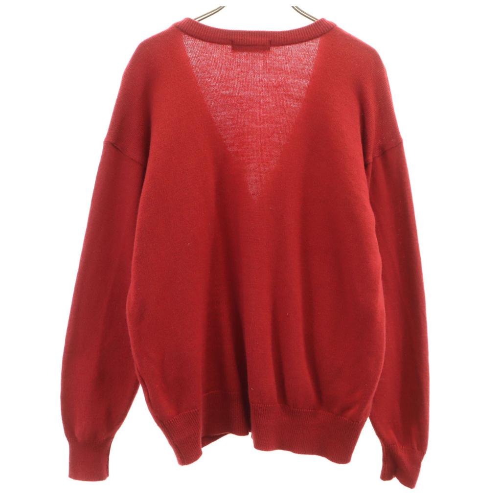 YVES SAINT LAURENT 90s Old Long sleeve V neck knit cardigan L Red Women Used