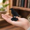 Nostalgie 3D Printed Crow Statue, Gothic Dark Academia Bird Sculpture, Matte Black Raven Figurine, Stable Rock Base for Desk Display Cabinet,
