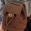 Retro suede backpack bag women's 2025 new trendy fashion small fragrance chain backpack multi-functional bucket bag